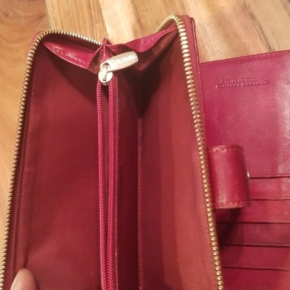 Valentina Made In Italy Leather Wallet Zip Around & Snap Front Wine Color - Picture 13 of 16